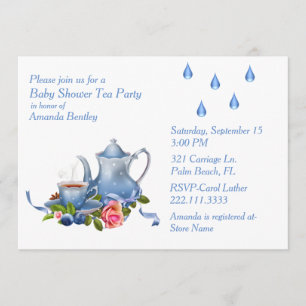 Invitation assez bleue de thé de baby shower