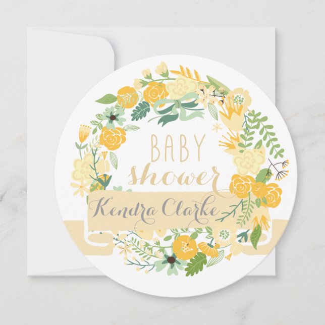 INVITATION ASSEZ FLORALE DE BABY SHOWER DE LA (Devant)