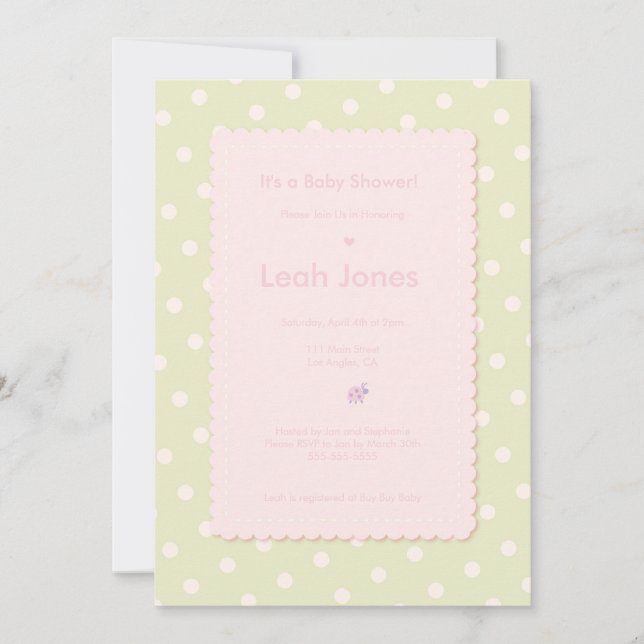 Invitation assez rose de baby shower de fille de (Devant)