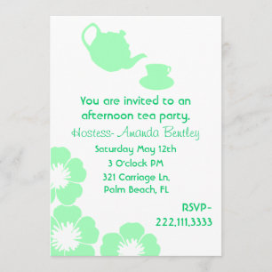 Invitation assez verte et blanche de thé