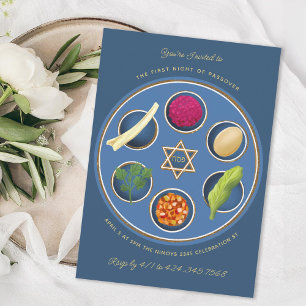 Invitation Assiette de Seder de Pessa'h Joyeuse Pâque juive