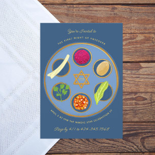 Invitation Assiette de Seder de Pessa'h Joyeux dîner de Pâque