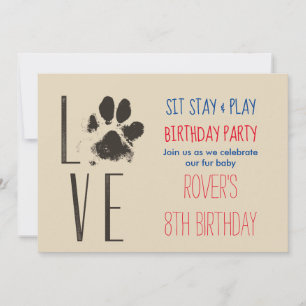Invitation Assis Reste & Joue Anniversaire Toutou avec Emprei