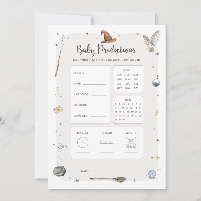 Invitation Assistant Baby shower Baby Prediction Jeu (Devant)