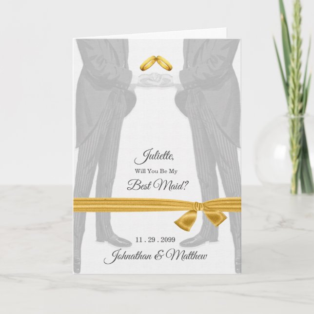 Invitation Assistant de mariage gay demande deux mariés (Devant)