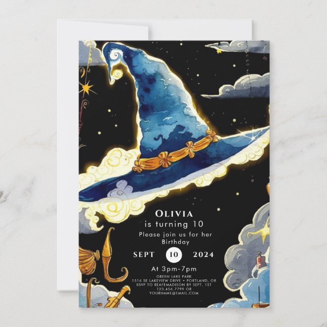 Invitation Assistant Magie simple pour enfants Anniversaire (Devant)