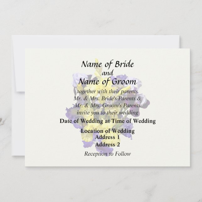 Invitation Assortiment d'iris jaune et violet (Devant)