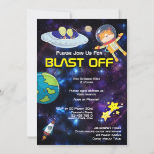 Invitation Astro Animaux Aliens de tout âge fête galaxie espa