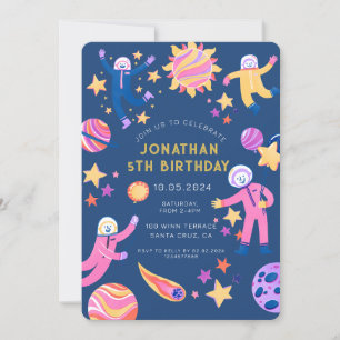 Invitation Astronaut Planètes Space Boy Anniversaire