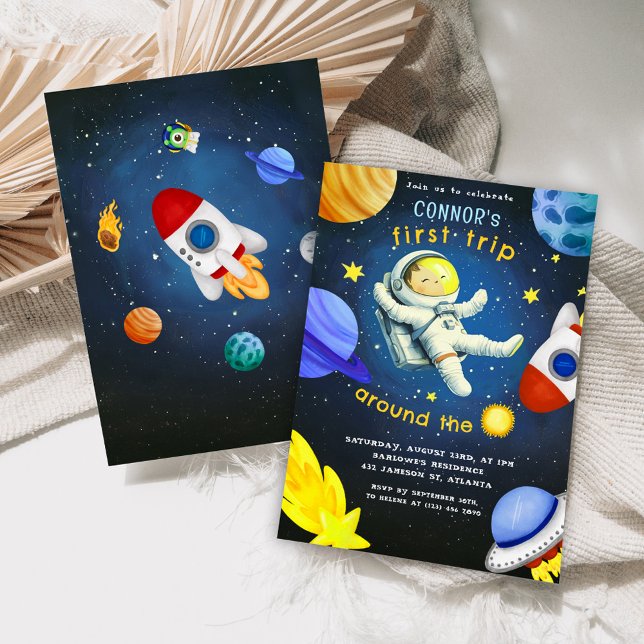 Invitation Astronaut Rockship Space Planet fête d'anniversair (Astronaut Rocket Ship Space Planet Birthday Party Invitation)