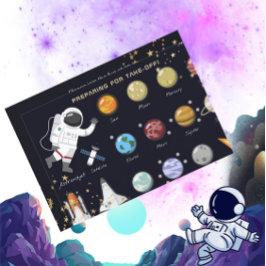 Invitation Astronaut Système Solaire Enfants Monogramme Anniv