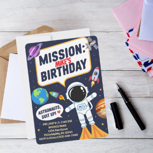 Invitation Astronaute Amusant de l'Espace, Premier Anniversai