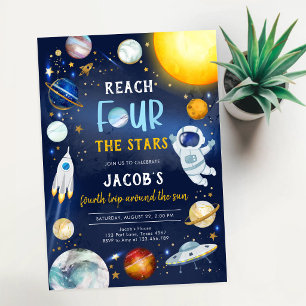 Invitation Astronaute Atteint Quatre Étoiles 4e Anniversaire