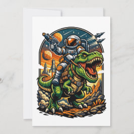 Invitation Astronaute chevauchant un T-Rex – Dinosaure spatia
