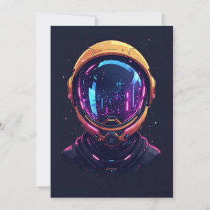 Invitation Astronaute Cyberpunk Mecha Néon Gardien de l'Espac