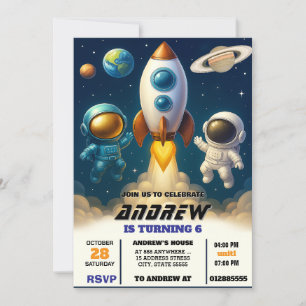 Invitation Astronaute spatial de Galaxie personnelle - Annive