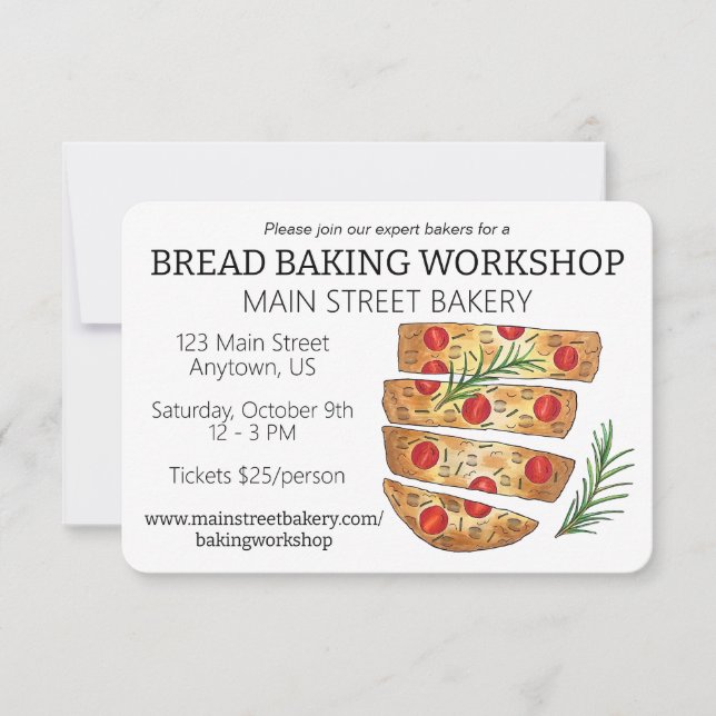 Invitation Atelier de fabrication de pain de focaccia Boulang (Devant)