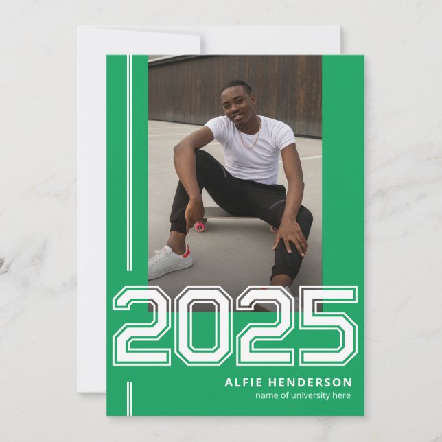 Invitation Athlétisme Photo Graduation Party Green (Devant)