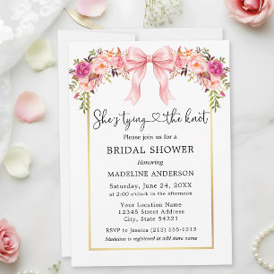 Invitation Attacher le Nœud Cœur Rose Ruban Roses Enterrement