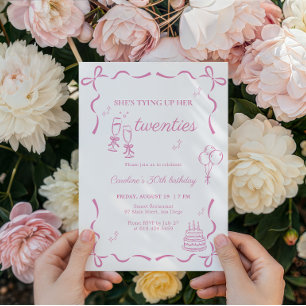 Invitation Attacher mes vingt ans 30 ans Anniversaire rose no