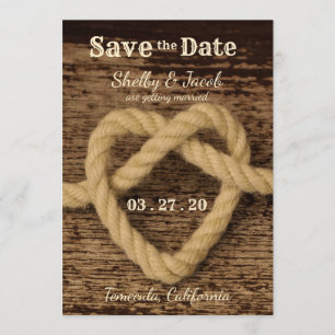 Invitation Attachez le coeur de noeud - faites gagner la date