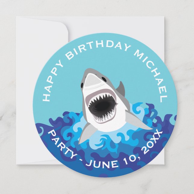 Invitation Attaque de requin : fête d'anniversaire sur la pla (Devant)