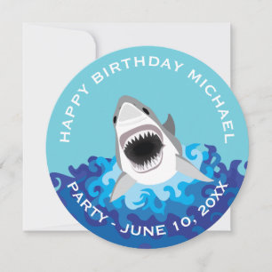 Invitation Attaque de requin : fête d'anniversaire sur la pla