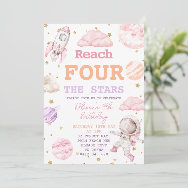 Invitation Atteindre Quatre The Stars Girl Space 4e anniversa (Debout devant)