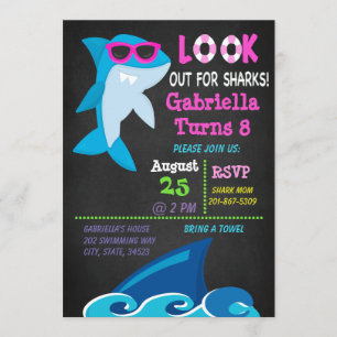 Invitation Attention Aux Requins.Invitation À La Fête Du Pool
