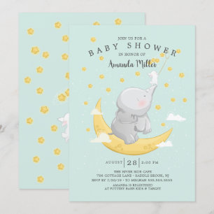 Invitation Attrapez Un Baby shower Etoile Bunny Elephant