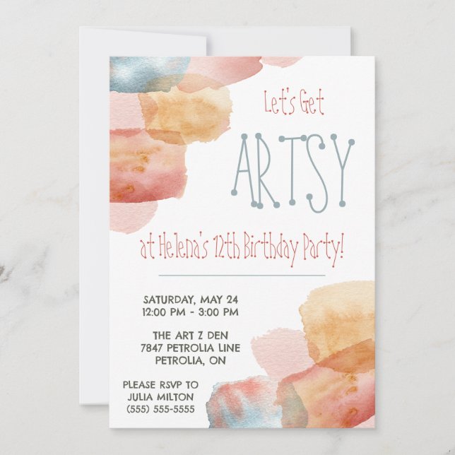 Invitation Attrapons Artsy ! Peinture aquarelle, Art Annivers (Devant)