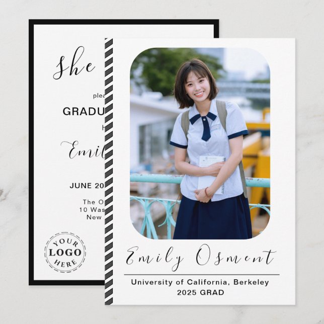 Invitation Attrayant Modèle d'invitation à la graduation styl (Devant / Derrière)
