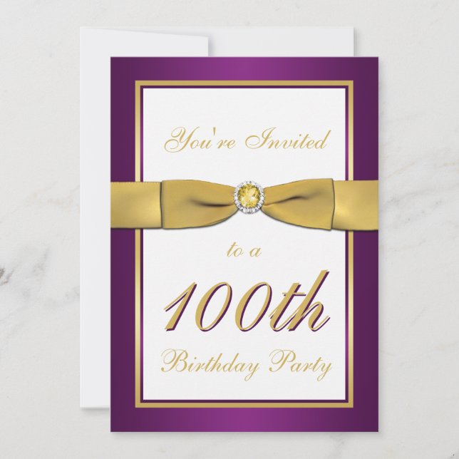 Invitation au 100e anniversaire de Purple, Gold et (Devant)