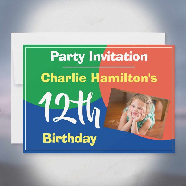 Invitation au 12e anniversaire avec photo (Créateur téléchargé)