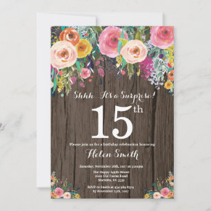 Invitation au 15e anniversaire de la Rustic Floral