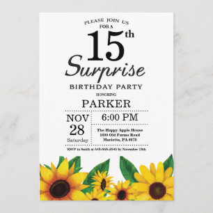 Invitation au 15e anniversaire de Sunflower Surpri