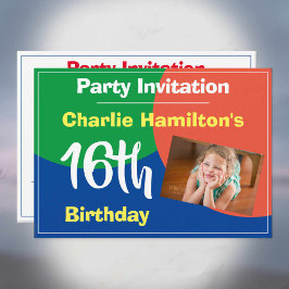 Invitation au 16e anniversaire avec photo