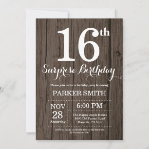 Invitation au 16e anniversaire de Rustic Surprise