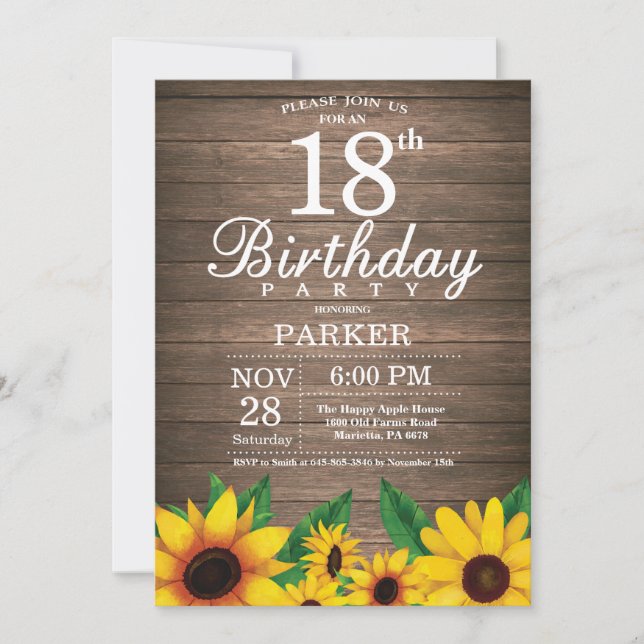 Invitation au 18e anniversaire du tournesol russe (Devant)