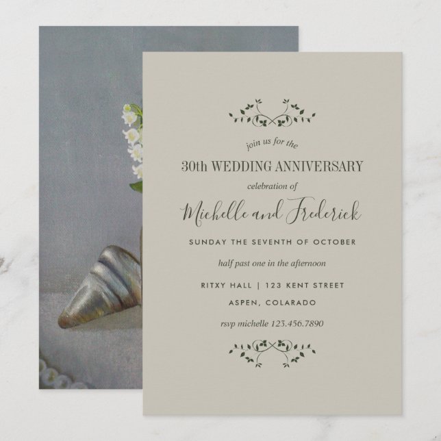 Invitation au 30e Anniversaire de Mariage Perle (Devant / Derrière)