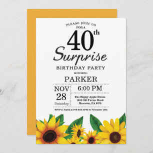 Invitation au 40e anniversaire de Sunflower Surpri