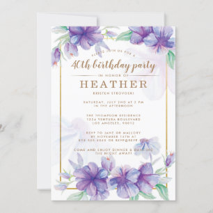 Invitation au 40e anniversaire Purple and Gold