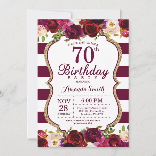 Invitation au 70e anniversaire de la florale de Bo (Devant)