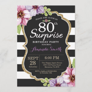 Invitation au 80e anniversaire de surprise Gold Fl