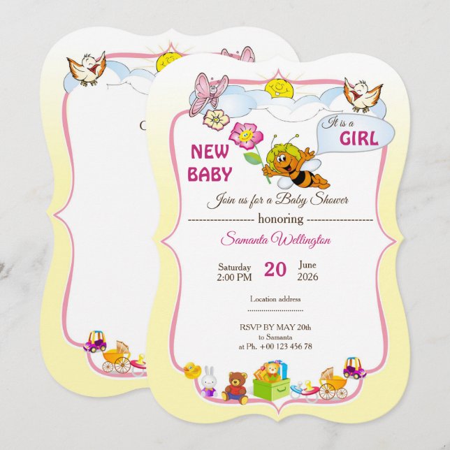 invitation au baby shower (Devant / Derrière)