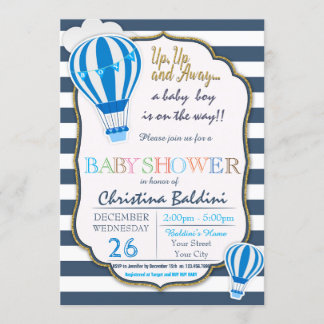 Invitation au Baby shower à ballon à air chaud