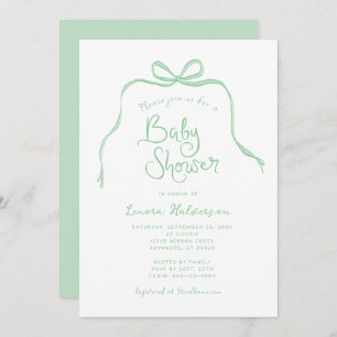 Invitation au Baby shower à mâchoires simples vert