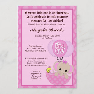 Invitation au Baby shower à parapluies d'éléphant