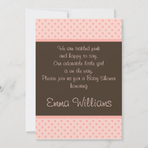 Invitation au Baby shower à point Polka rose Brown