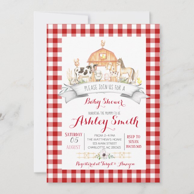 invitation au baby shower agricole (Devant)